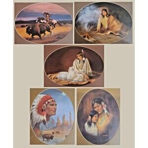 Vintage Native American Prints by M. Caroselli Sealed Matted 11x14 Lot Of 5